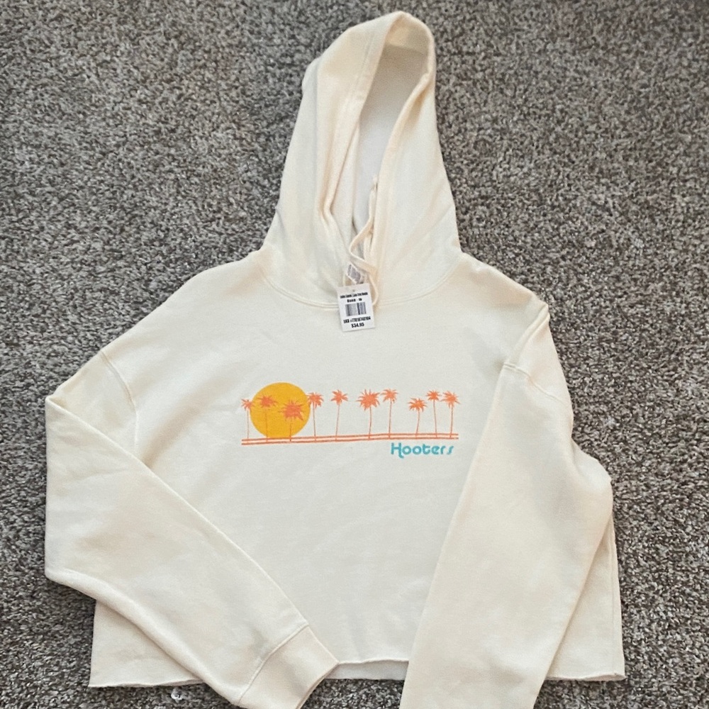 Hooters Off-White Hoodie with Tropical Print